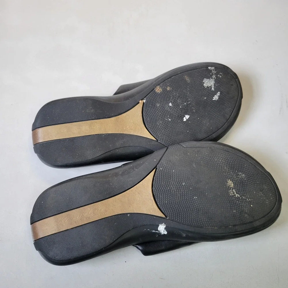 Kenneth Cole New York Mens 8M Leather Slide Sandals Black Silver‎ Technology